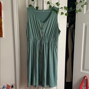 Sleeveless Green Button-Down Dress